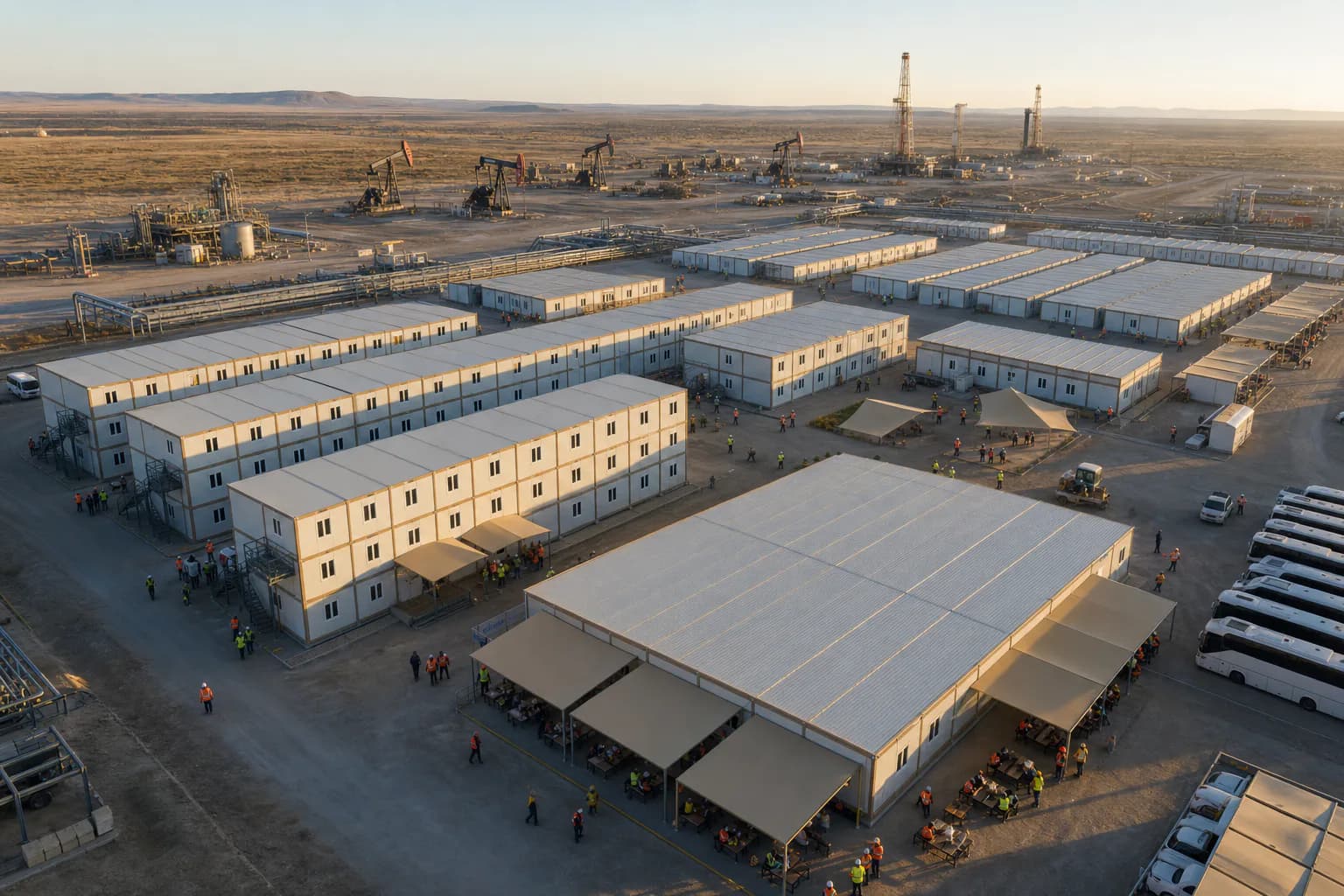 Camp Karmod de 1 500 personnes sur un site d'extraction pétrolière