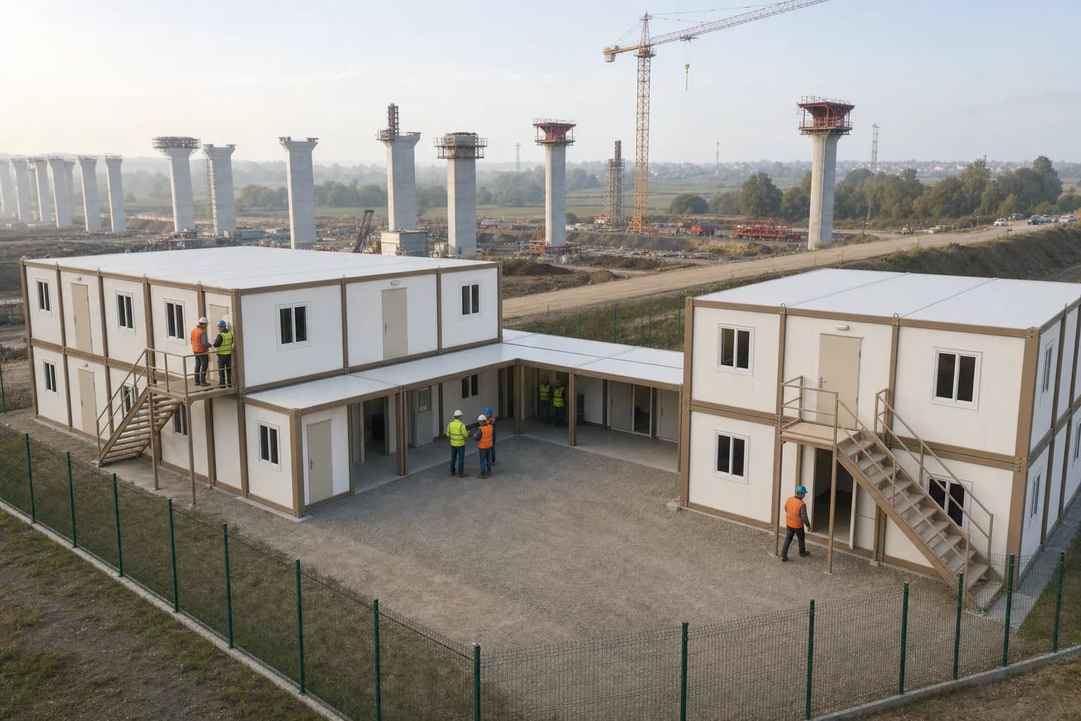 Base opérationnelle modulaire pour un chantier de viaduc ferroviaire