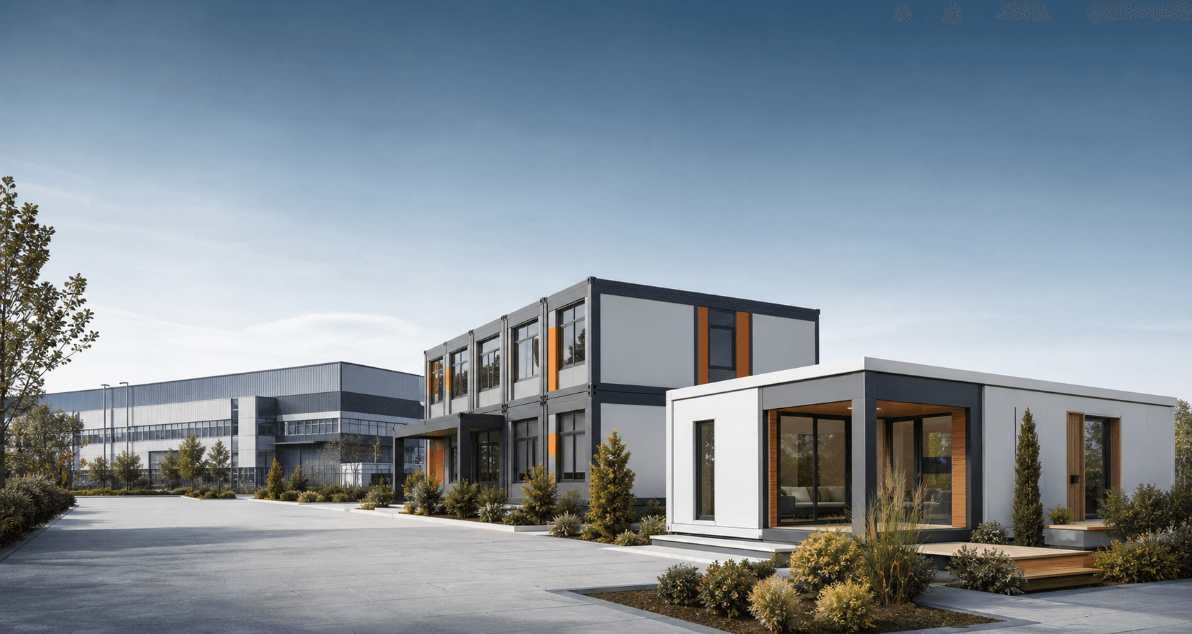 Maison modulaire Karmod intégrée sur un terrain résidentiel