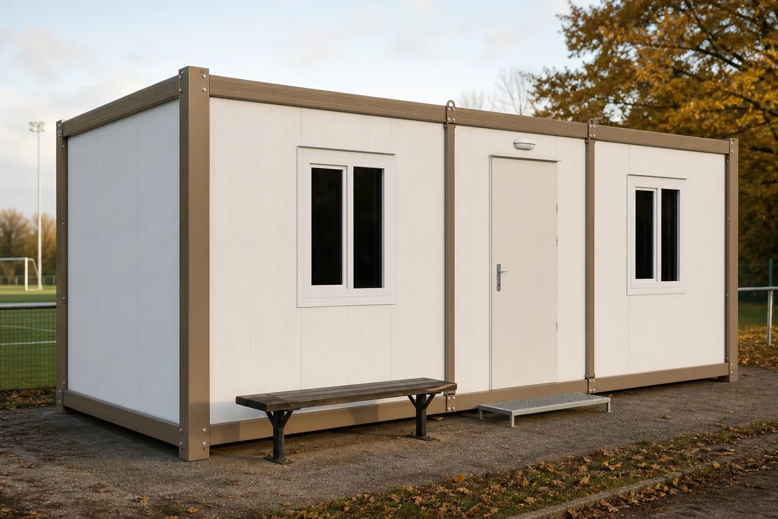 Conteneur vestiaire 15 sur un terrain sportif