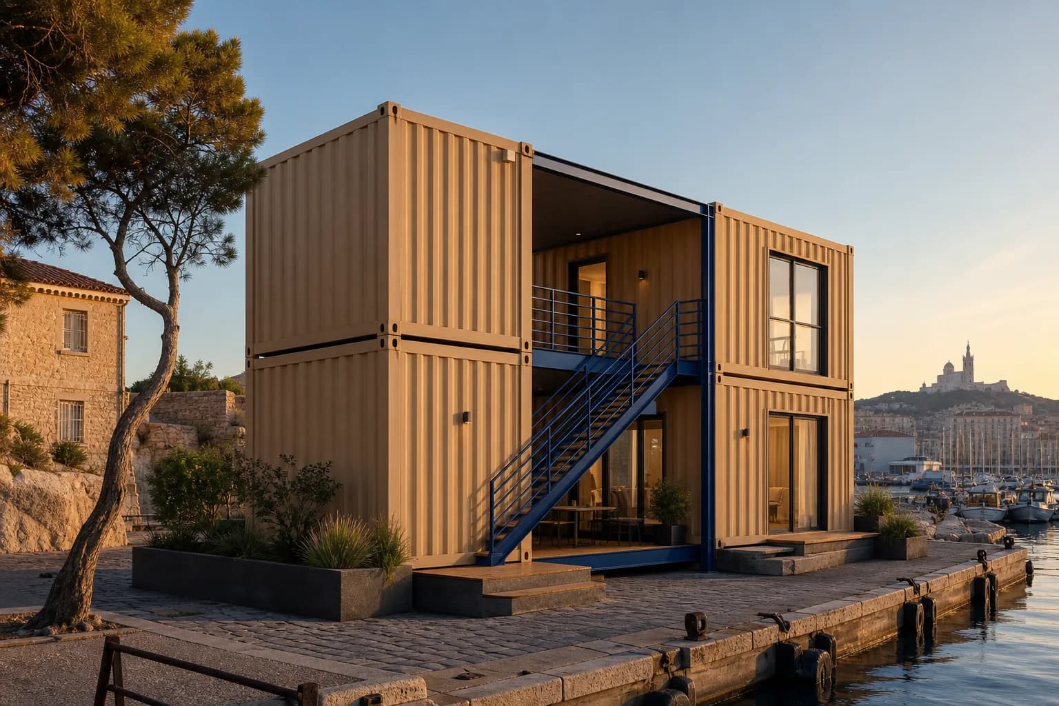 Maison container à étage 112 dans le port de Marseille