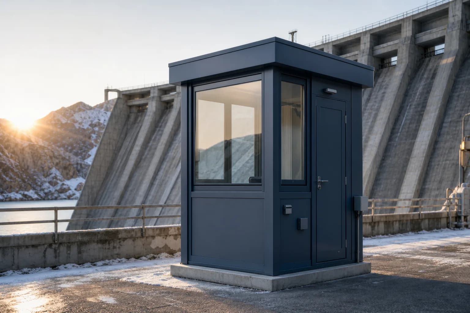Poste de garde sanitaire près d'un barrage