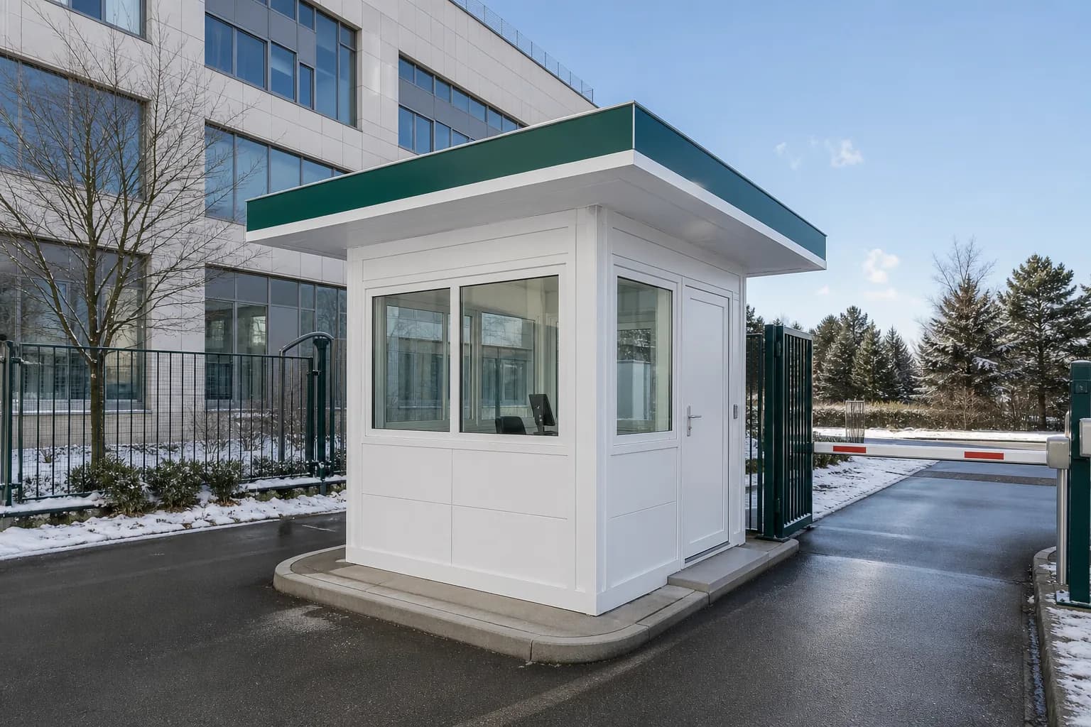 Poste de garde standard sur un campus pharmaceutique