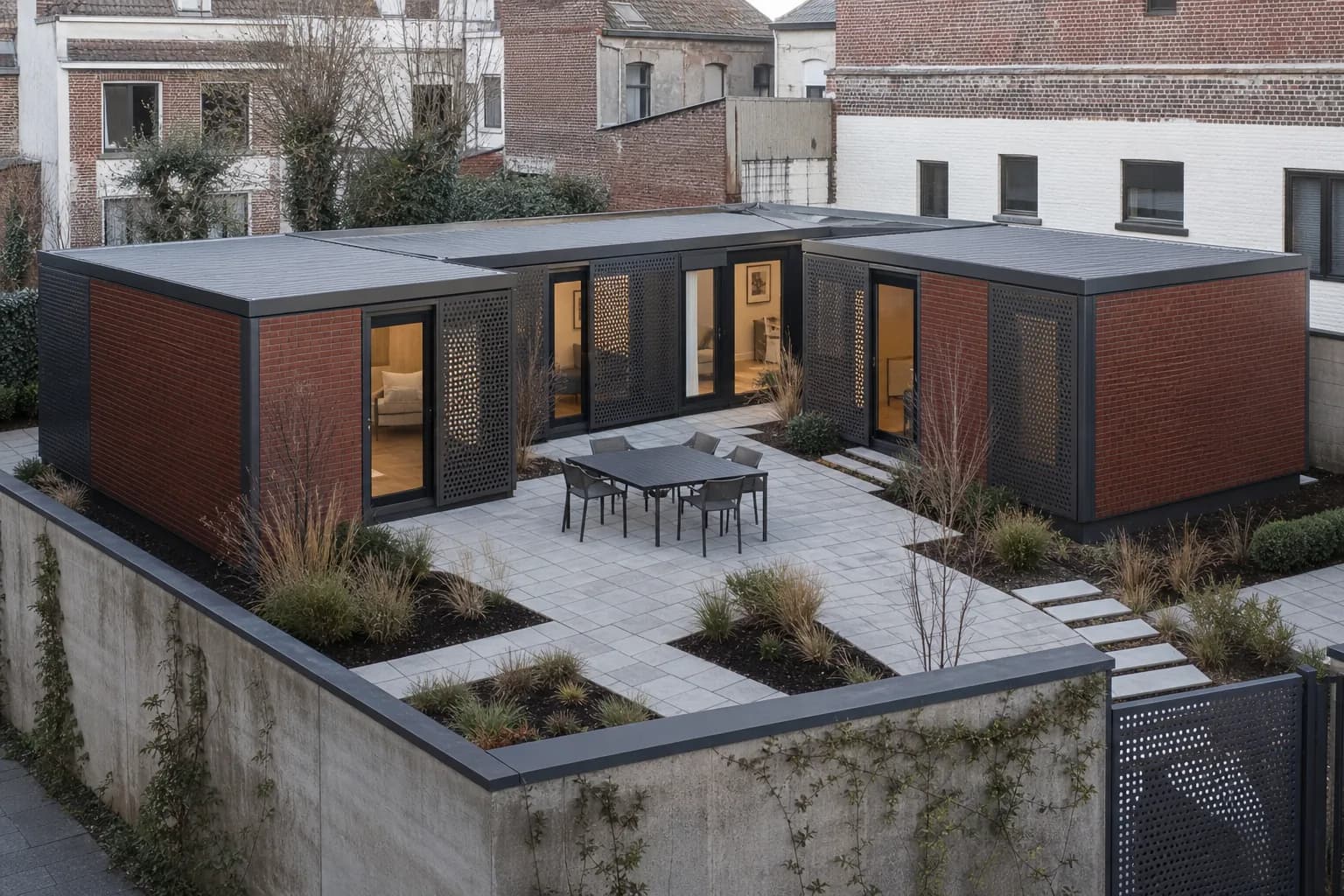 Maison modulaire Patio 72 avec cour urbaine