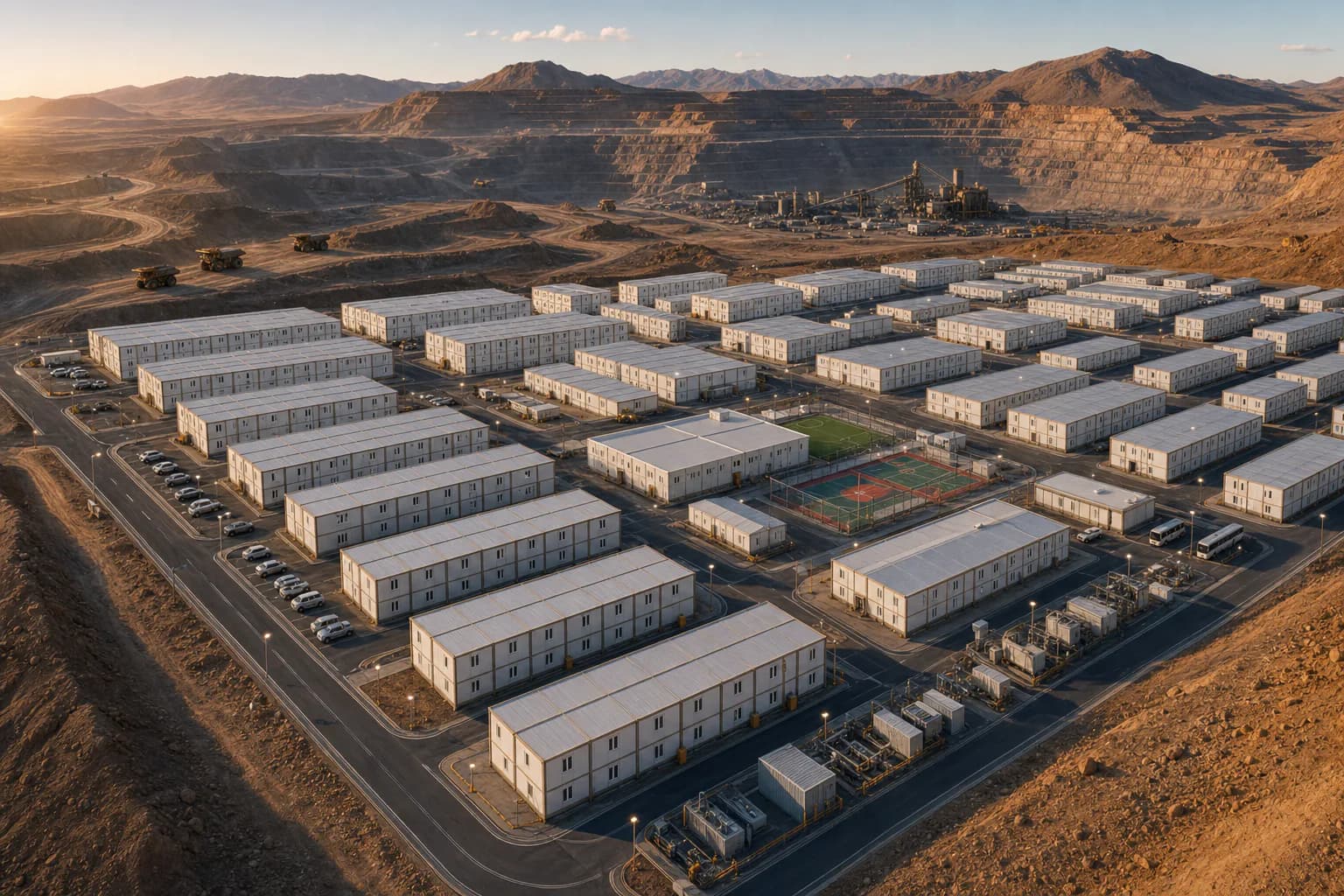 Grand camp minier Karmod de 2 500 personnes près d'une mine à ciel ouvert