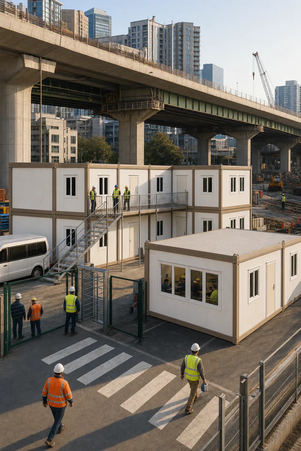 Base Karmod verticale de 60 personnes sous un viaduc urbain en rénovation