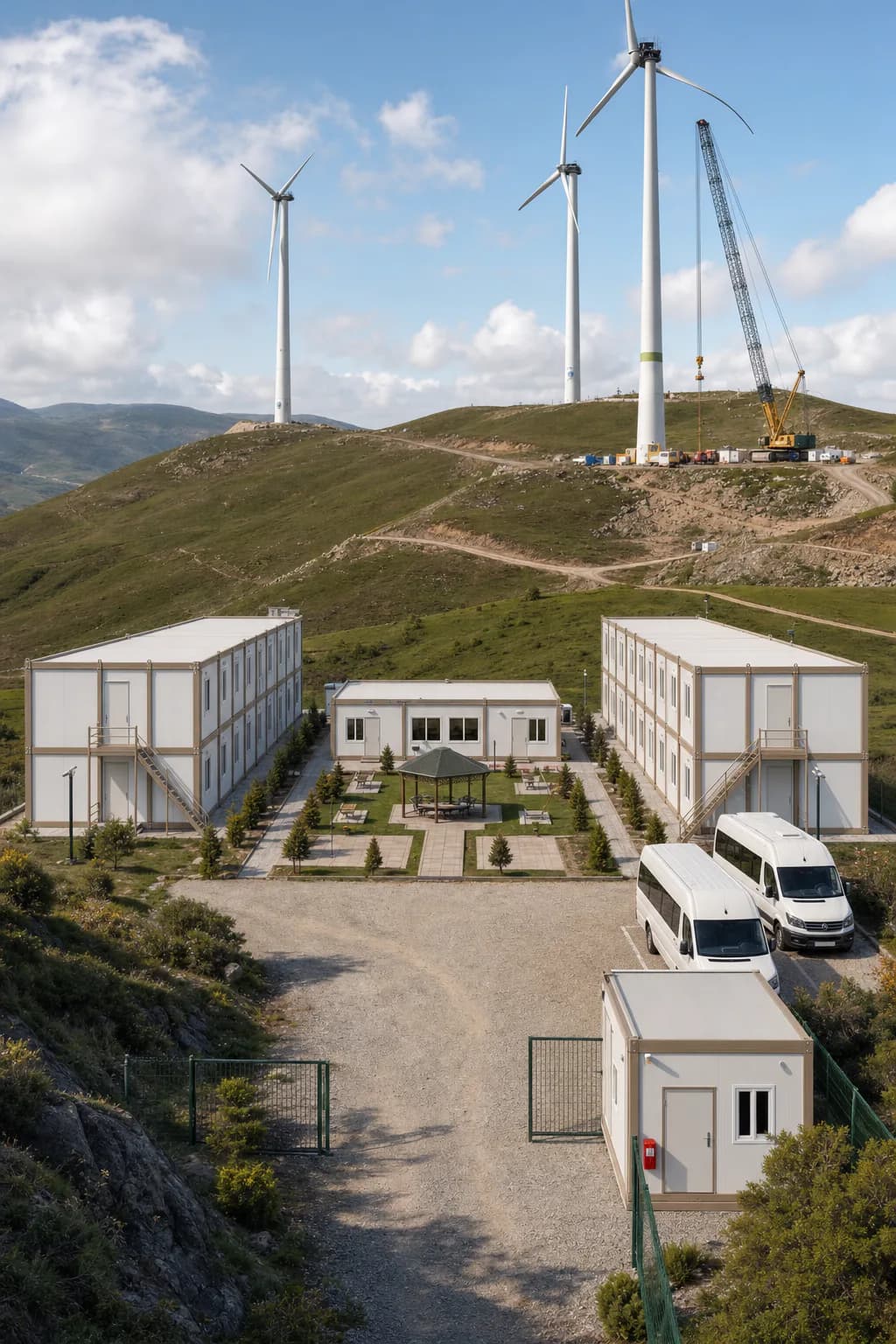 Camp Karmod vertical de 100 personnes sur un chantier éolien